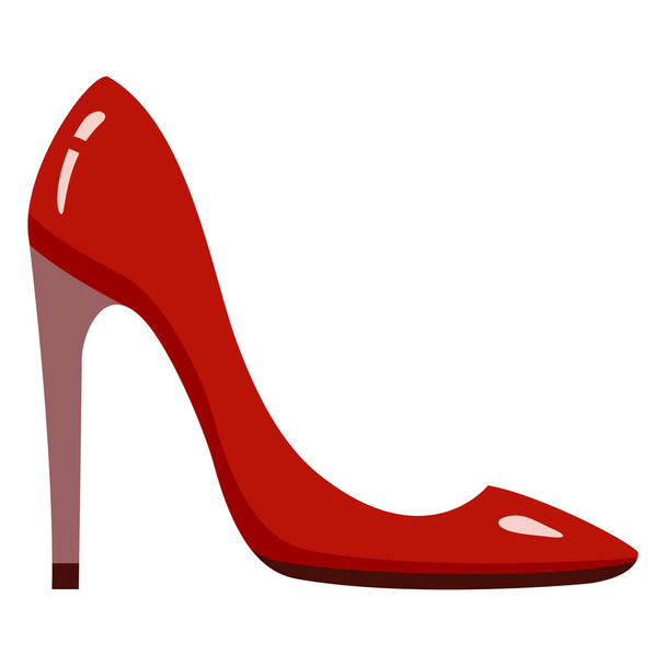 Wektor pojedynczy płaski czerwony kolor kobiety buty ikona - Wektor, obraz
