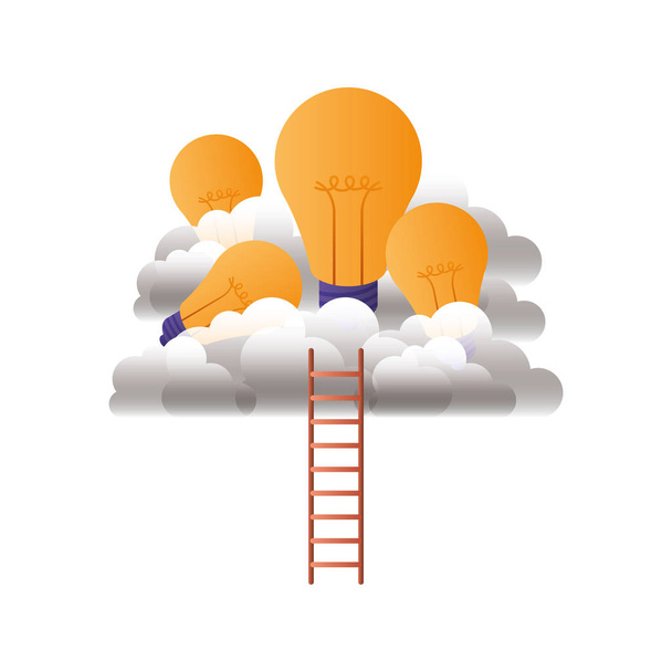 λαμπτήρες με σύννεφα και σκάλες - Διάνυσμα, εικόνα