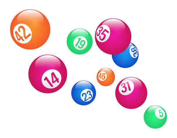Vektori värikäs liikkuva bingo arpajaiset pallot
 - Vektori, kuva