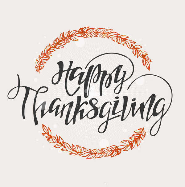 Feliz Día de Acción de Gracias - linda etiqueta de letras
 - Vector, Imagen