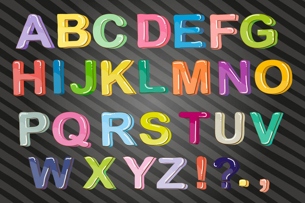 Funny cartoon multicolored bubble letters, vector Isolated on white background - Vektori, kuva