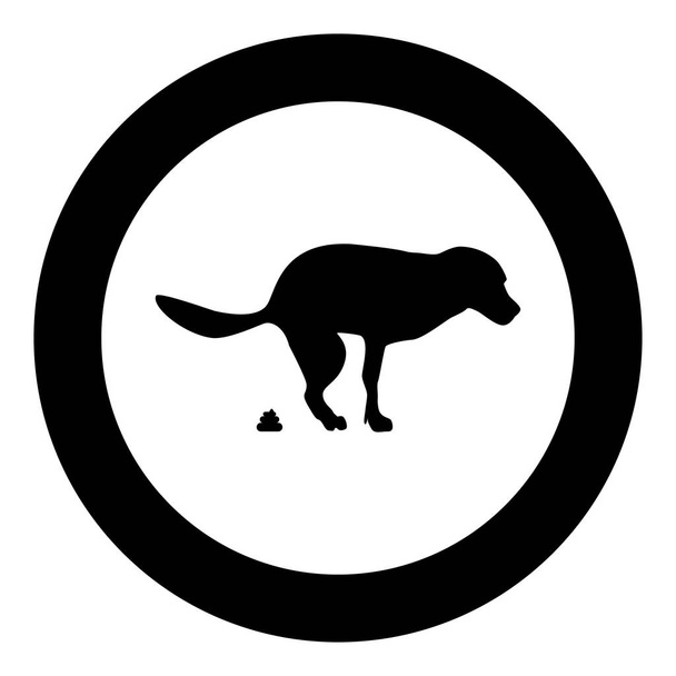 丸みの黒色ベクトルイラストフラットスタイルの犬うんこアイコン - ベクター画像