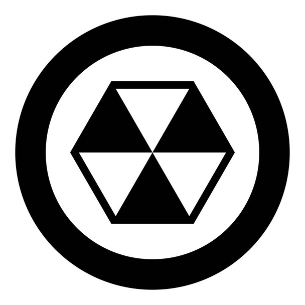 Figura astratta cubo icona scatola esagonale in cerchio rotondo colore nero vettoriale illustrazione immagine in stile piatto
 - Vettoriali, immagini