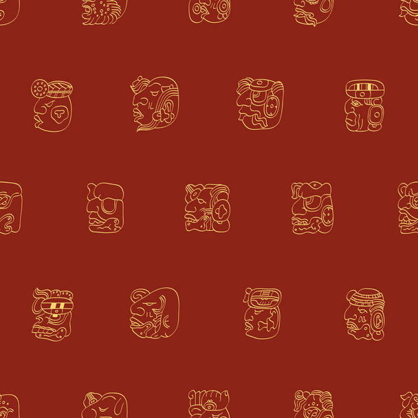 Χωρίς ραφές διανυσματικό μοτίβο με γλύφους των Μάγιας - Διάνυσμα, εικόνα