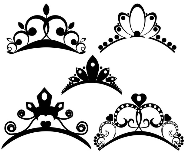 Σετ τιάρες. Βασιλικό στέμμα για βασίλισσα ή πριγκίπισσα, εικονογράφηση με σύμβολα. Συλλογή του διανυσματικού στεφάντιτς κορώνες σε vintage στυλ - Διάνυσμα, εικόνα