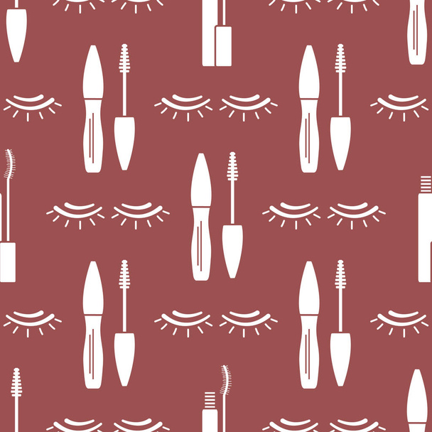 Vector seamless pattern with eyelashes. Makeup - Διάνυσμα, εικόνα