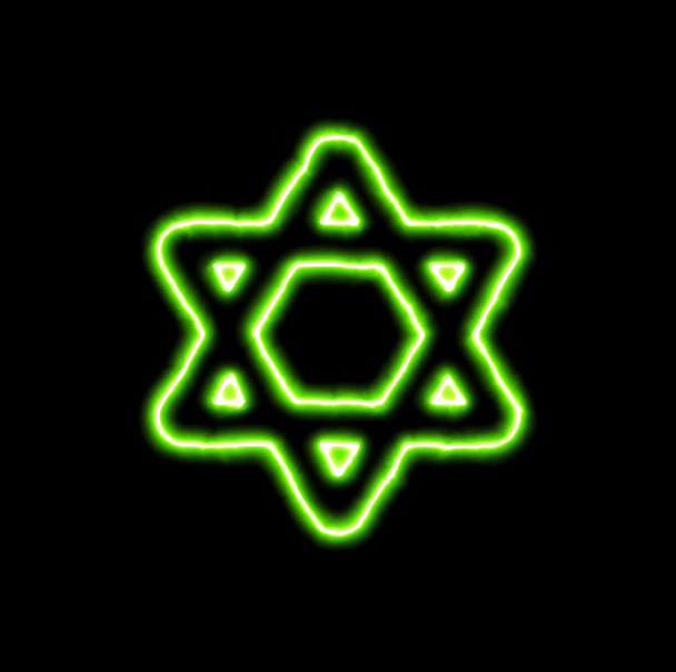 zöld neon szimbólum csillag Dávid  - Fotó, kép