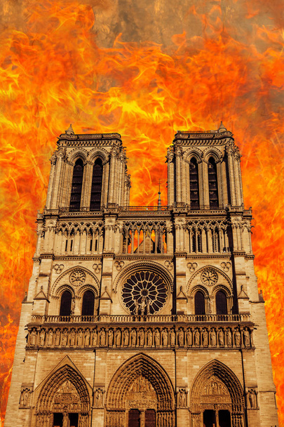 Kirche in Paris notre dame in Flammen - Foto, Bild