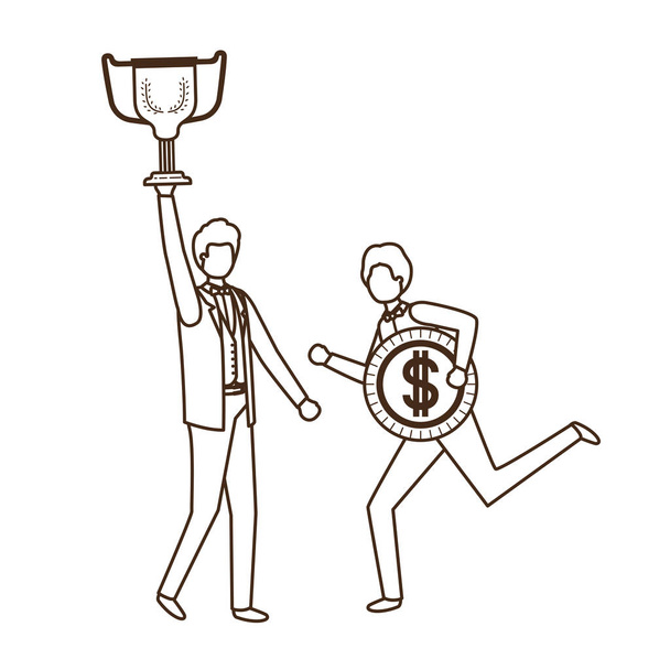 podnikatelé s trofejemi a znaky mince - Vektor, obrázek