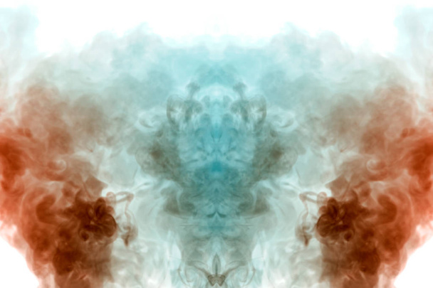 Patrón místico de humo de color naranja y azul en la forma o
 - Foto, Imagen