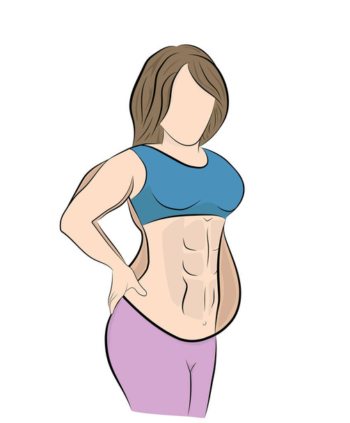γυναίκα πριν και μετά την απώλεια βάρους. εικονογράφηση διάνυσμα. - Διάνυσμα, εικόνα