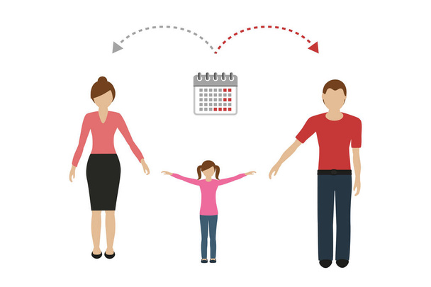 patchwork concepto de gestión del tiempo familiar cuidado infantil padres divorciados
 - Vector, Imagen