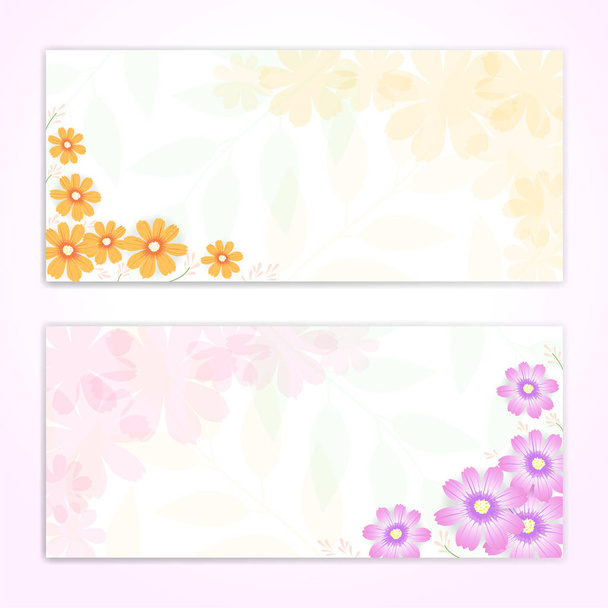 Gift certificate, voucher, gift card or cash coupon template in floral theme - Διάνυσμα, εικόνα
