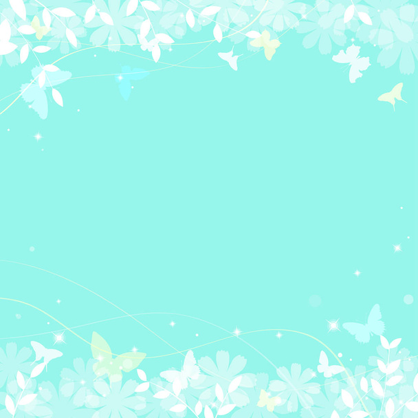 Abstraktní jarní letní pozadí ve světlé pastelové barvě s prostorem pro kopírování, motivy prostředí s motýlem a stromem - Vektor, obrázek
