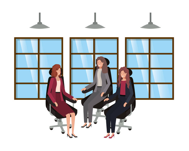 ofis sandalyesi avatar karakteri oturan iş kadınları - Vektör, Görsel