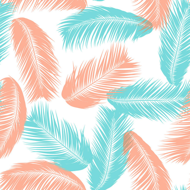 Vector Coconut Tree. Tropical Seamless Pattern with Palm Leaf. Exotic Jungle Plants Abstract Background. Simple Silhouette of Tropic Leaves. Trendy Coconut Tree Branches for Textile, Fabric, Wallpaper - Διάνυσμα, εικόνα