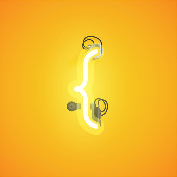 Yellow realistic neon character with wires and console from a fo - Vector, imagen