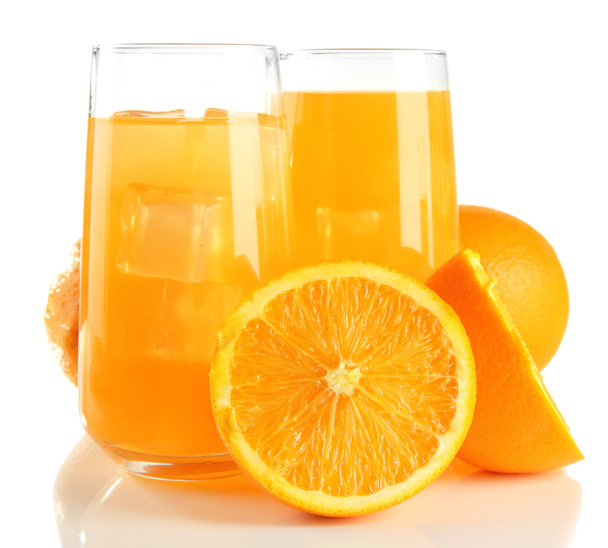 Bicchieri di succo d'arancia isolato su bianco
 - Foto, immagini