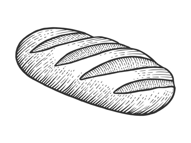 Bread loaf sketch engraving vector illustration. Scratch board style imitation. Black and white hand drawn image. - Wektor, obraz