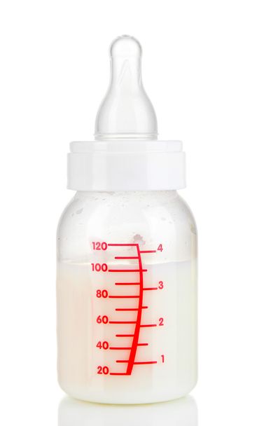 Bottle for milk formula isolated on white - Foto, afbeelding