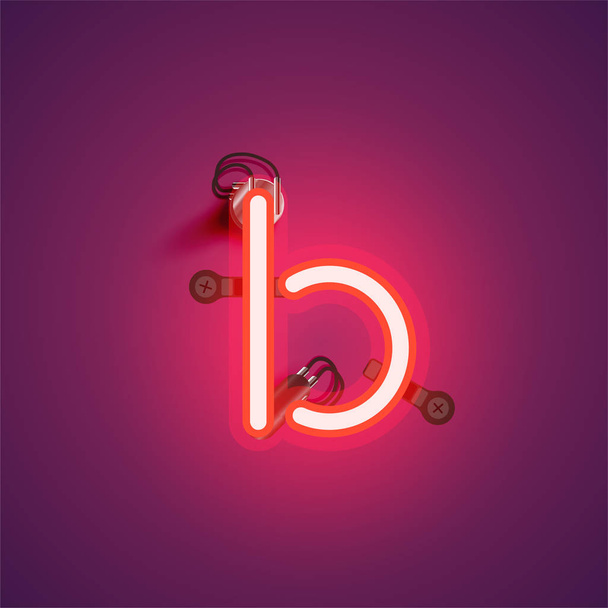 Red realistic neon character with wires and console from a fonts - Vektor, obrázek