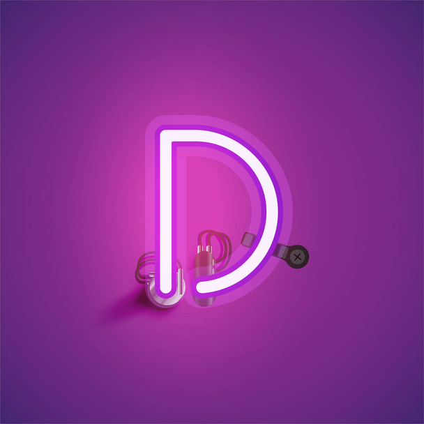 Pink realistic neon character with wires and console from a font - Vektor, obrázek