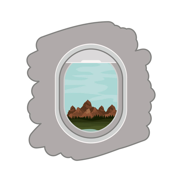 airplane window with exterior view - Vector, afbeelding