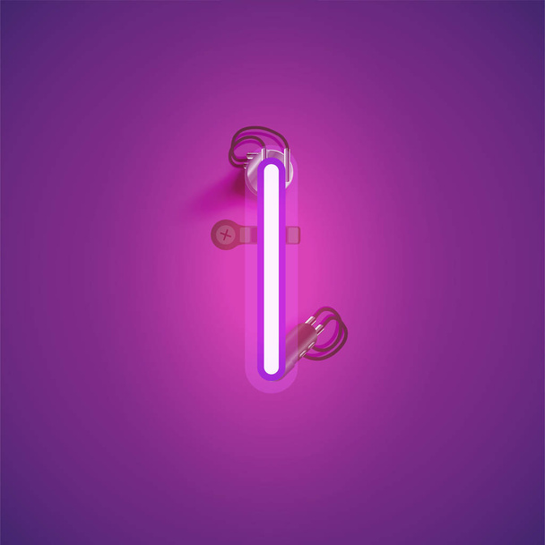 Pink realistic neon character with wires and console from a font - Вектор,изображение