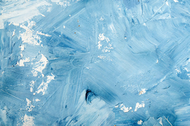 Artistic abstract oil white and blue painted background. Texture, backdrop. - Фото, зображення
