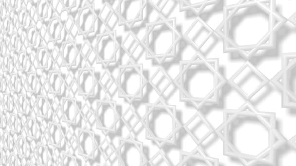 weißes arabisches Muster, Arabeske. weißer abstrakter geometrischer Hintergrund. Ramadan-Animation, Zeitlupe. - Filmmaterial, Video