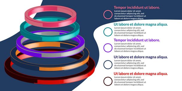 3D színes infographic adatok visualization sablon 4 szinten - Vektor, kép