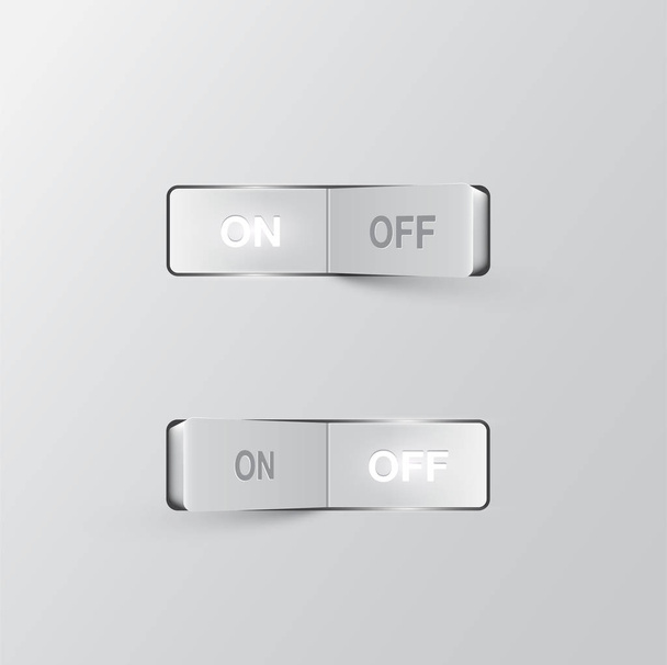 Realistic black switches (ON/OFF) on black background, vector il - Vecteur, image