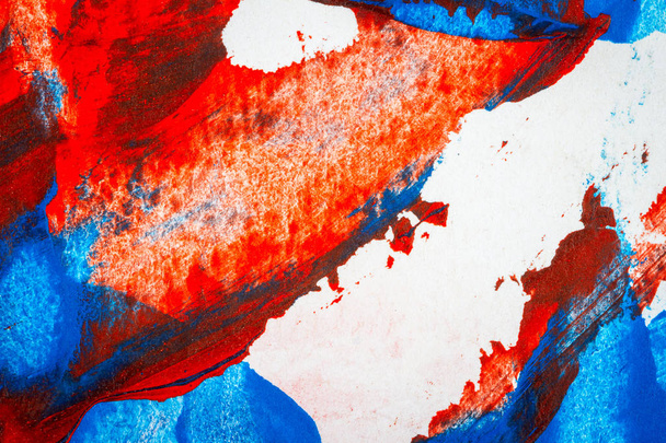 Abstract red and blue hand painted acrylic background - Valokuva, kuva