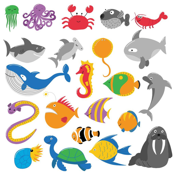 illustratie van zeedieren - Vector, afbeelding