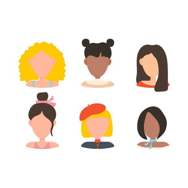 User avatar profile picture icon set including female. Vector illustration in flat design people characters. - Wektor, obraz