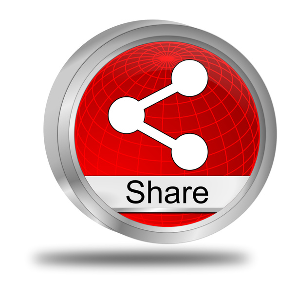 red Share Button - 3D illustration - Photo, Image