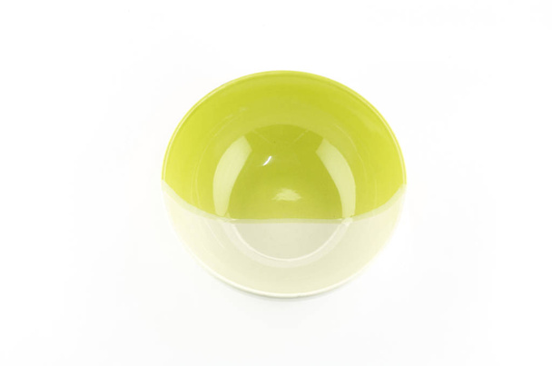 green white bowl isolated on white background - Fotó, kép