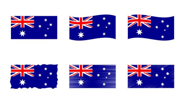 Australia flag vector illustration set, official colors of Commonwealth of Australia flag - Vector, Image