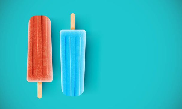 Colorful ice creams on blue background, vector illustration - Vector, afbeelding