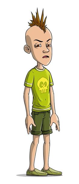 Cartoon funny punk boy character mohawk vector - Vector, Image
