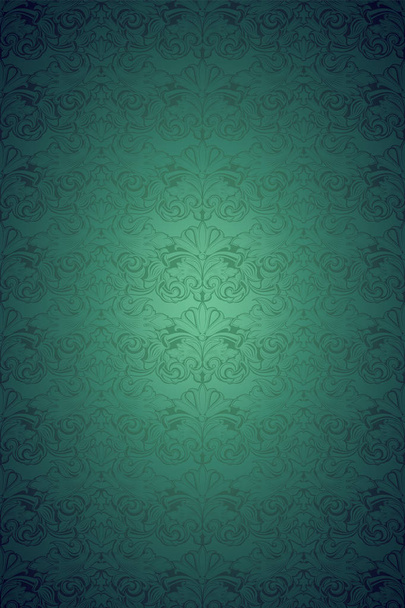 Πράσινο vintage φόντο, βασιλικό με κλασικό μπαρόκ μοτίβο, ροκοκό με σκοτεινές άκρες φόντο (κάρτα, πρόσκληση, banner). απεικόνιση διανύσματος κέρδος ανά μετ. 10 - Διάνυσμα, εικόνα