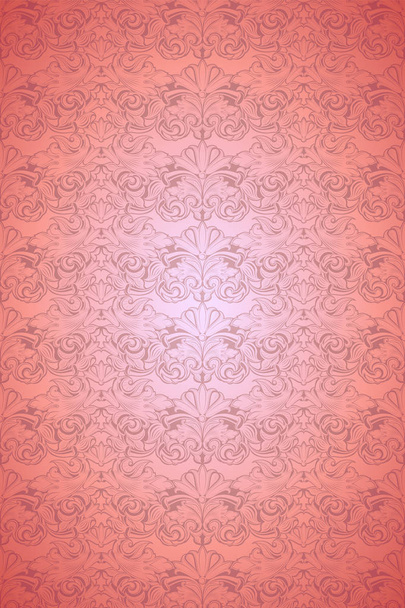 Coral vintage background ,royal with classic Baroque pattern, Rococo with darkened edges background, card, invitation, banner. vector illustration EPS 10 - Vector, Image