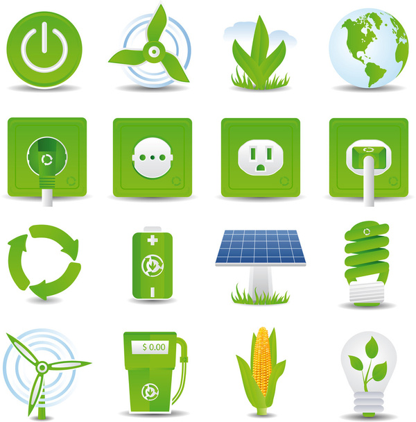 Green energy icon set - Vector, Image