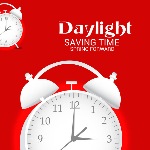 Illustrazione vettoriale di un banner per cambiare il messaggio degli orologi per l'ora legale (Spring Forward
). - Vettoriali, immagini