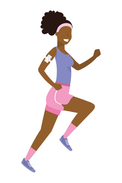 γυναίκα που τρέχει με αθλητικά είδη - Διάνυσμα, εικόνα