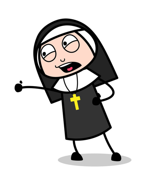 Punching - Cartoon Nun Lady Vector Illustration��� - Vector, Image