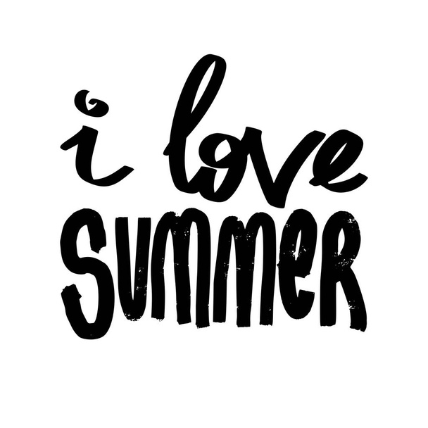 Lettering I Love Summer. Hand drawn text. - ベクター画像