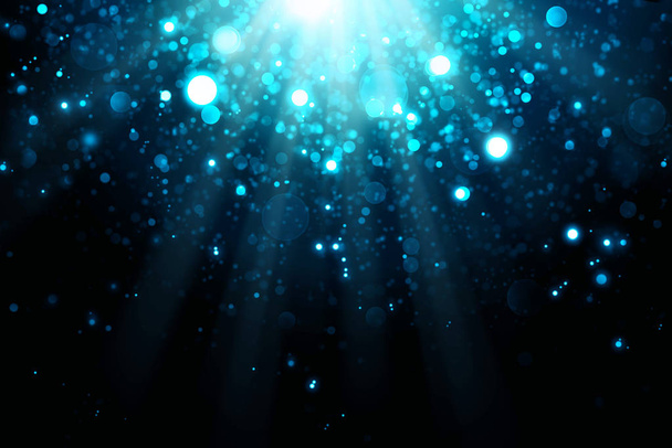 Abstract blue bokeh background.Glitter vintage lights background. - Photo, Image