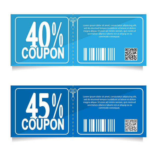 Design a coupon for a discount of 40 and 45 percent. Sales conce - Vettoriali, immagini