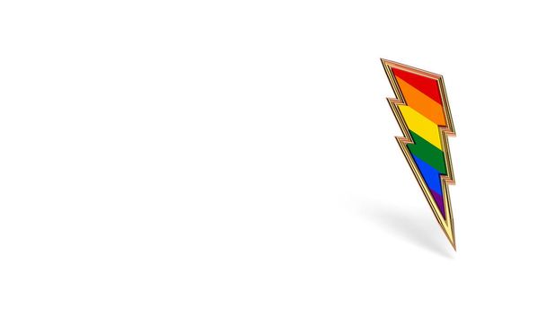 Terävä LGBT salama pultti sateenkaaren ylpeys symboli eristetty valkoisella pohjalla kopioi tilaa vasemmalla puolella. Homoseksuaalinen vähemmistö taistelee oikeuksiensa puolesta. 3D-renderointi
 - Valokuva, kuva